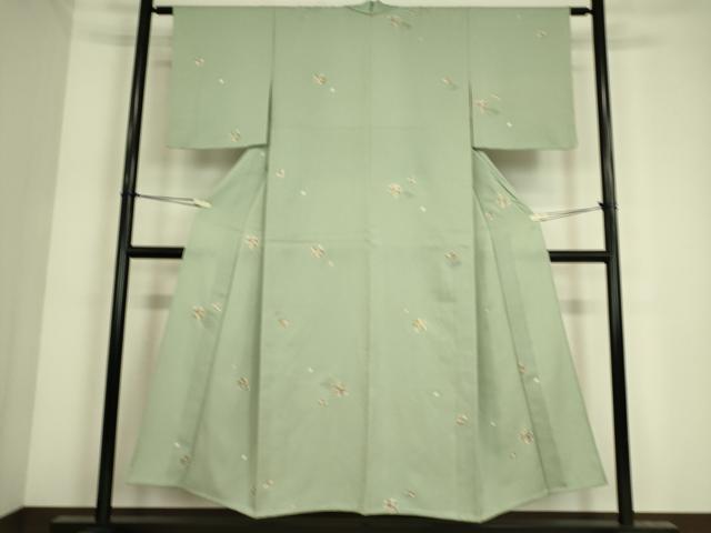 平和屋着物▽中国三大刺繍 スワトウ刺繍 汕頭刺繍 総刺繍 小紋 単衣 檜扇花文 金糸 正絹 逸品 未使用 DAAS0458az