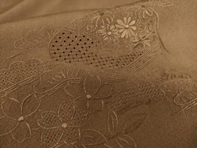 平和屋着物▽中国三大刺繍 スワトウ刺繍 汕頭刺繍 総刺繍 訪問着 単衣 短冊花文箱 金糸 憲法色 正絹 逸品 DAAS0471az