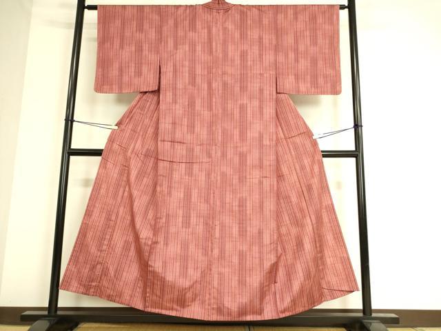 平和屋着物▽上質な紬 単衣 竹粋紬 縞 反端付き 正絹 逸品 未使用 DAAS0507az