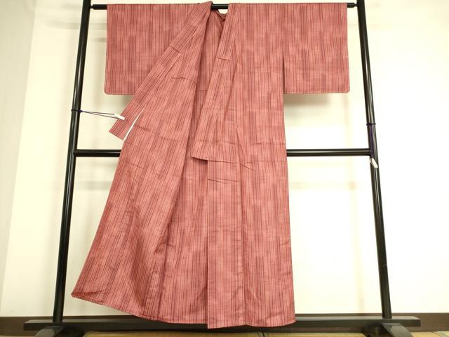 平和屋着物▽上質な紬 単衣 竹粋紬 縞 反端付き 正絹 逸品 未使用 DAAS0507az