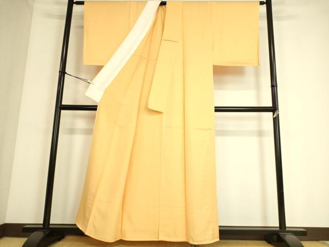 平和屋着物▽上質な色無地 単衣 芝地紋 雄黄色 正絹 逸品 未使用 DAAS0514az