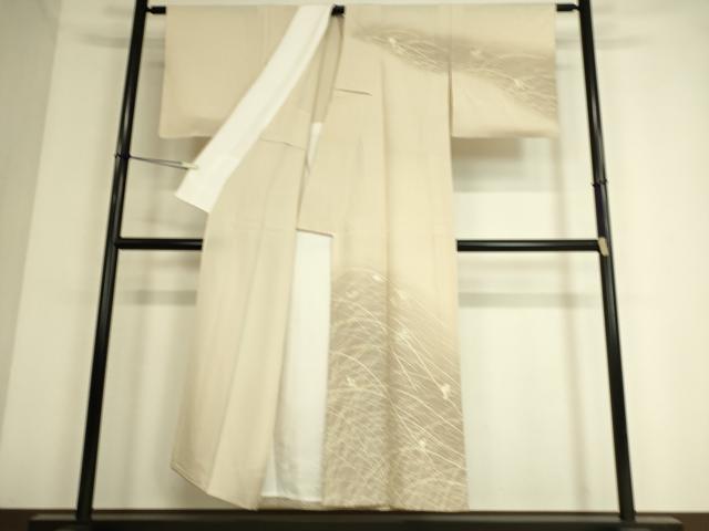 平和屋着物▽訪問着 単衣 芝に舞花 金彩 正絹 逸品 DAAS0527az