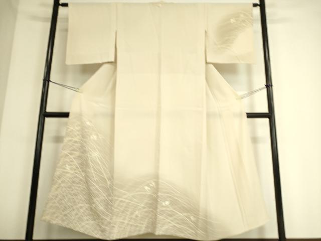 平和屋着物▽訪問着 単衣 芝に舞花 金彩 正絹 逸品 DAAS0527az