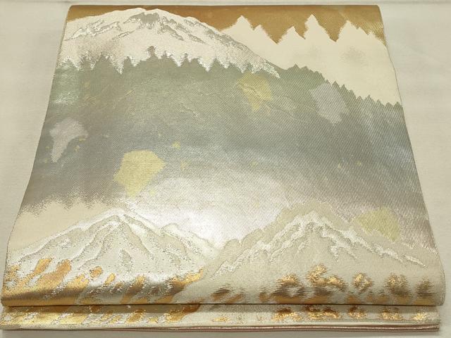 平和屋着物◎六通柄袋帯 重ね山文 金銀糸 正絹 逸品 DAAS8292qp