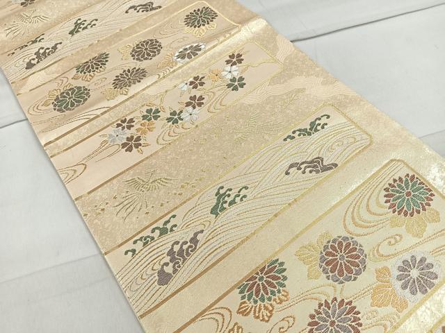 平和屋着物◎六通柄袋帯 流水鳳凰花文 金銀糸 正絹 逸品 CAAR1770nb