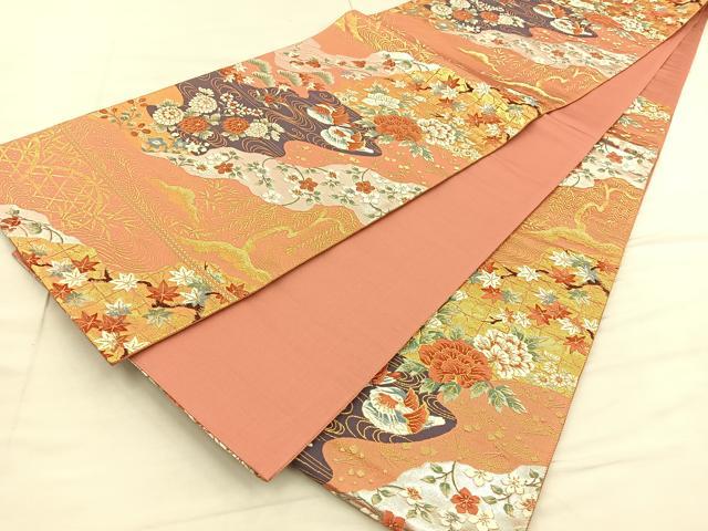 平和屋着物◎六通柄袋帯 唐織 光悦錦 シルクロード 金銀糸 正絹 逸品 BAAT7083ph
