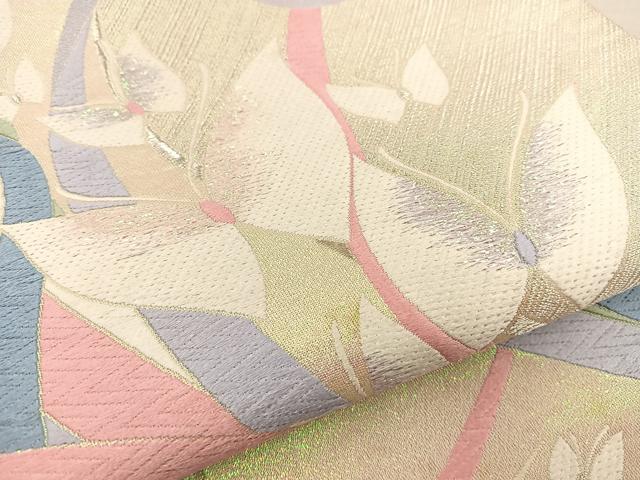 平和屋着物◎六通柄袋帯 唐織 プリズム箔 九百錦 舞蝶文 正絹 逸品 BAAT7086ph