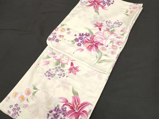 平和屋本店■浴衣 まとめて 3点 花柄 百合 など 着用可能多数 未使用品あり ppp2012 km