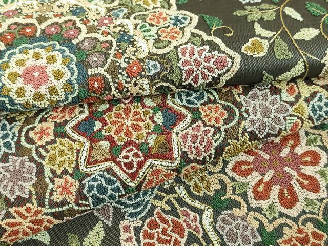 平和屋本店■極上 中国三大刺繍 相良刺繍 太鼓柄袋帯 正倉院花文 金糸 逸品 DZAA6077kh5