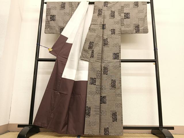 平和屋着物●本場大島紬 短冊花文 正絹 逸品 BAAT3190hv