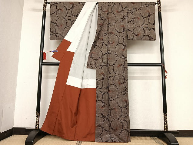 平和屋着物●本場大島紬 7マルキ 唐草 正絹 逸品 AAAU4333np