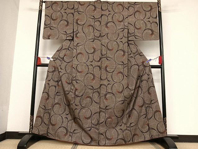 平和屋着物●本場大島紬 7マルキ 唐草 正絹 逸品 AAAU4333np