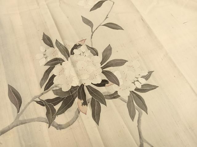 平和屋着物●訪問着 生紬地 友禅 枝花文 正絹 逸品 BAAT6637hv