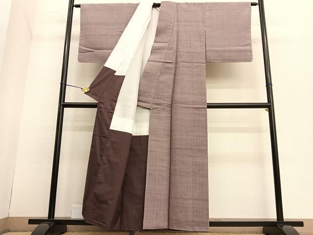 平和屋着物●上質な紬 色無地 鳩羽鼠色 正絹 逸品 BAAT6658hv