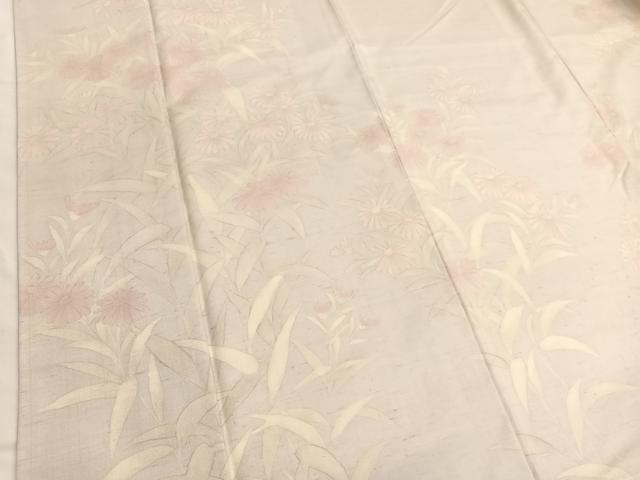 平和屋着物●訪問着 紬地 刺繍 草花文 正絹 逸品 BAAT6659hv