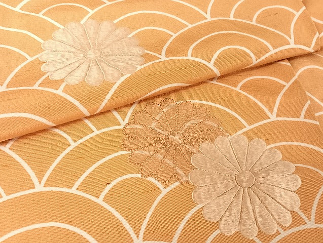 平和屋着物●訪問着 中国三大刺繍 相良刺繍 紬地 草花文 正絹 逸品 AAAU4372np
