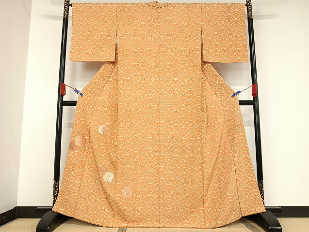 平和屋着物●訪問着 中国三大刺繍 相良刺繍 紬地 草花文 正絹 逸品 AAAU4372np