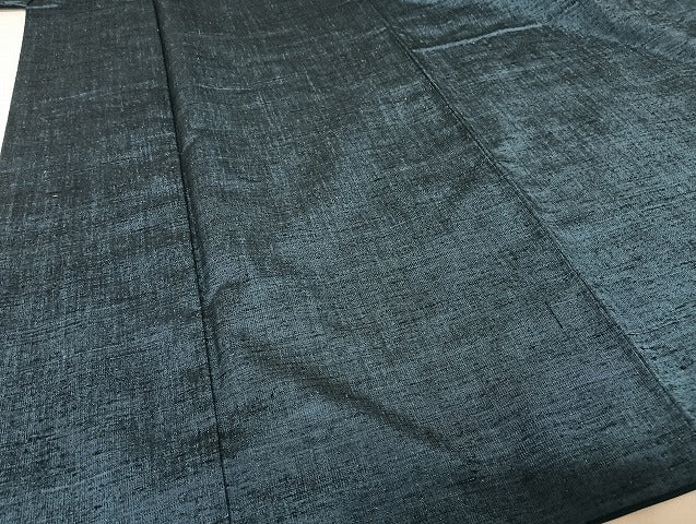 平和屋着物●上質な紬 色無地 青藍色 正絹 逸品 AAAU4388np