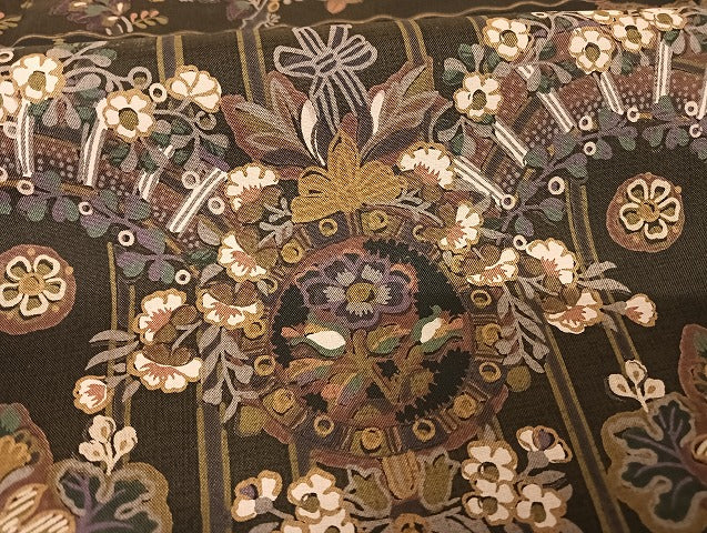 平和屋着物●本場染大島紬 訪問着 更紗花文 ロング丈 正絹 逸品 AAAU4389np