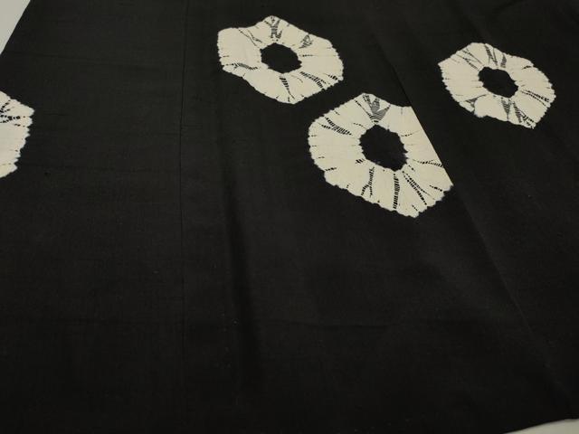 平和屋着物▽道中着 単衣 紬地 絞り 舞花文 黒地 ロング丈 正絹 逸品 CAAR9098id