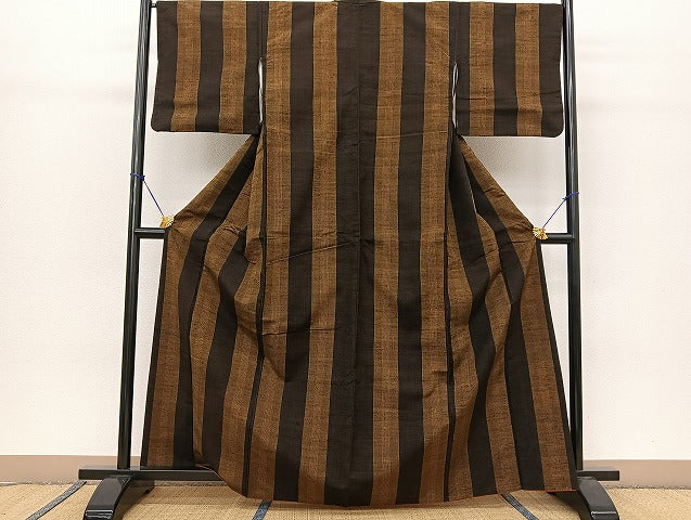 平和屋着物●上質な紬 間道 正絹 逸品 BAAT0887yc