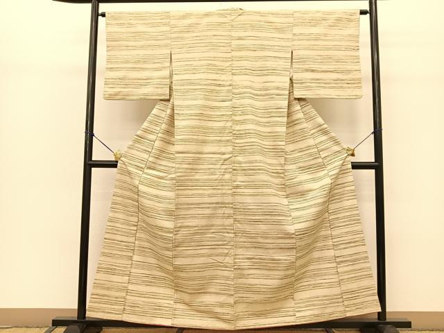 平和屋着物●上質な紬 横段文 正絹 逸品 BAAT0907yc
