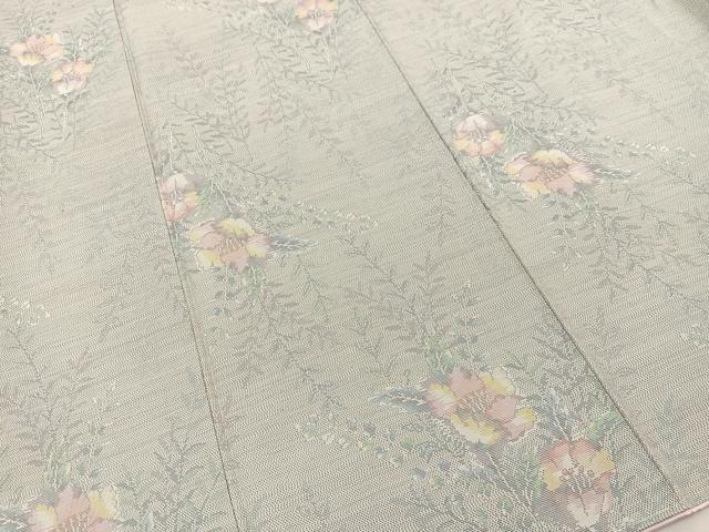 平和屋着物●本場大島紬 夏大島 9マルキ 草花文 正絹 逸品 未使用 BAAT0906yc