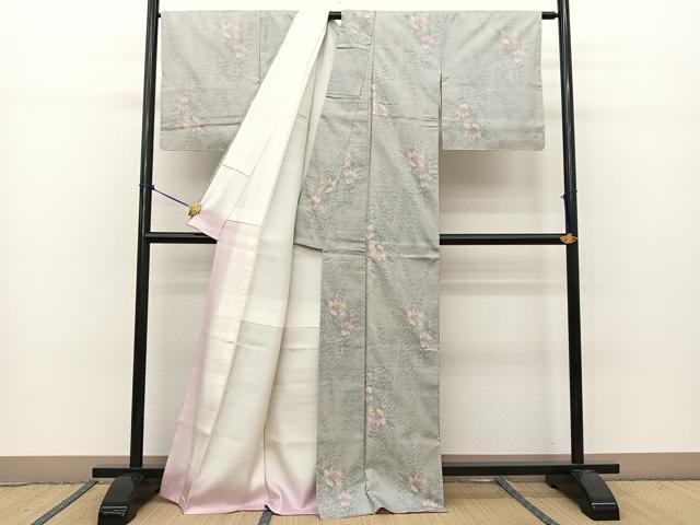 平和屋着物●本場大島紬 夏大島 9マルキ 草花文 正絹 逸品 未使用 BAAT0906yc