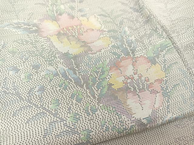 平和屋着物●本場大島紬 夏大島 9マルキ 草花文 正絹 逸品 未使用 BAAT0906yc