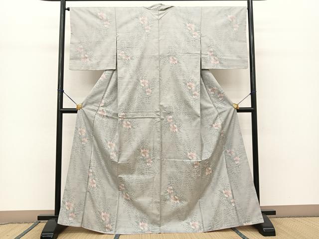 平和屋着物●本場大島紬 夏大島 9マルキ 草花文 正絹 逸品 未使用 BAAT0906yc
