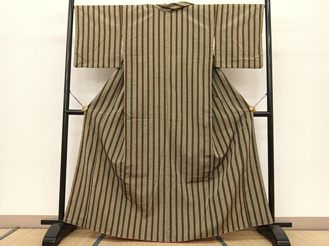 平和屋着物●上質な紬 間道 正絹 逸品 BAAT0971yc