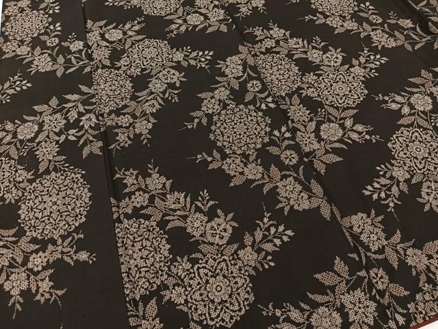 平和屋着物●本場大島紬 割り込み絣 更紗花文 正絹 逸品 BAAT0997yc