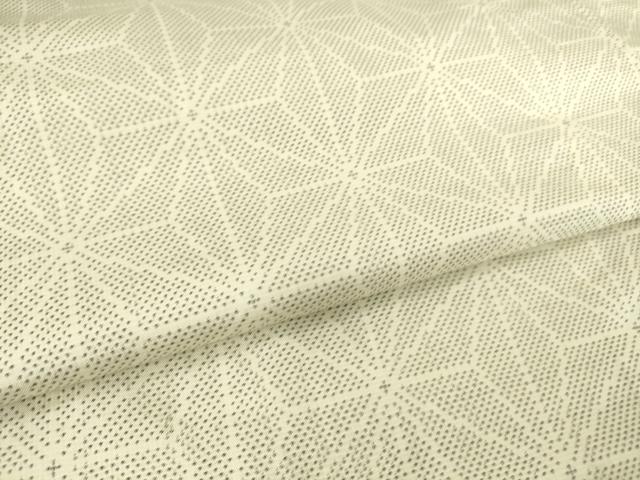 平和屋着物▽本場大島紬 白大島 単衣 9マルキ 麻の葉文 正絹 逸品 DAAS0564az