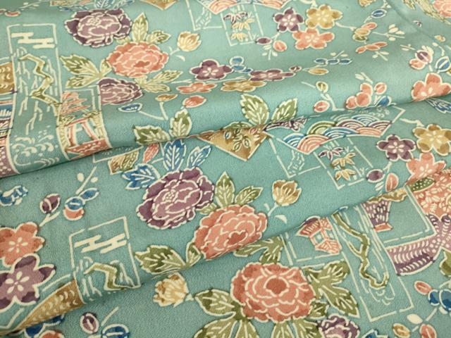 平和屋着物▽上質な小紋 単衣 型染め 地紙花文 正絹 逸品 DAAS0562az
