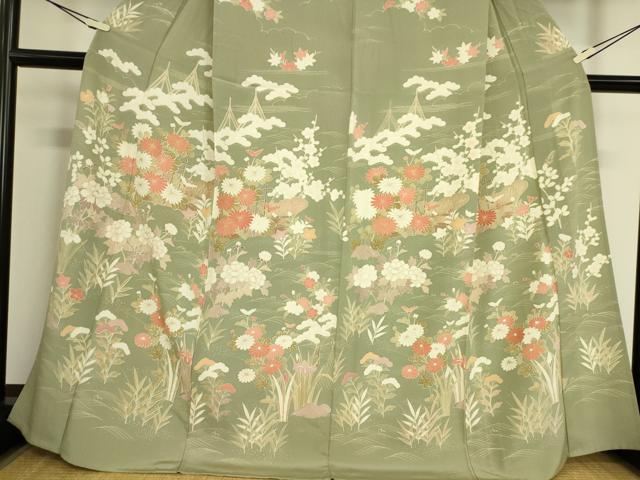平和屋着物▽訪問着 単衣 籬吉祥花文 金彩 正絹 逸品 DAAS0547az