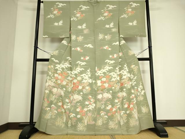 平和屋着物▽訪問着 単衣 籬吉祥花文 金彩 正絹 逸品 DAAS0547az