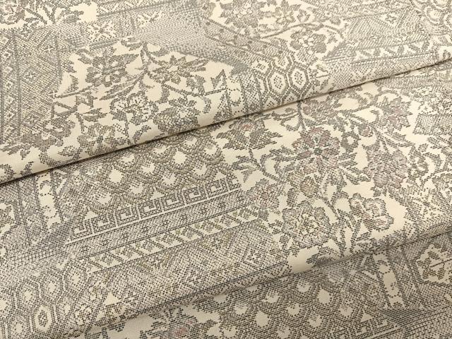 平和屋着物●本場大島紬 白大島 9マルキ 切嵌花文 正絹 逸品 BAAT6674hv