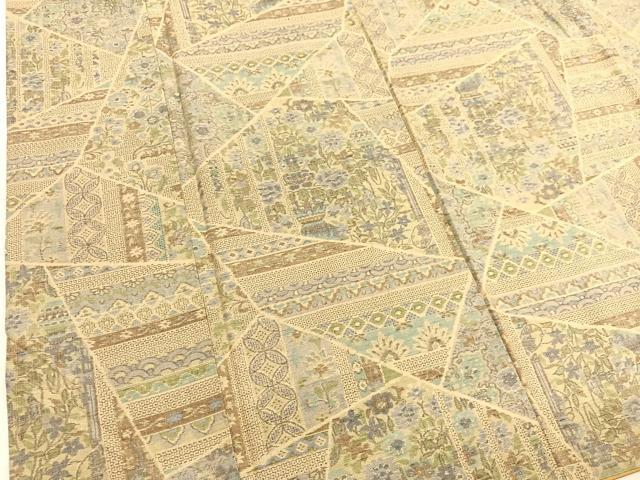平和屋着物●小千谷紬 切嵌文様 正絹 逸品 BAAT6671hv