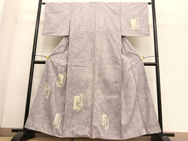 平和屋着物●訪問着 紬地 絞り 短冊花文 正絹 逸品 BAAT6679hv
