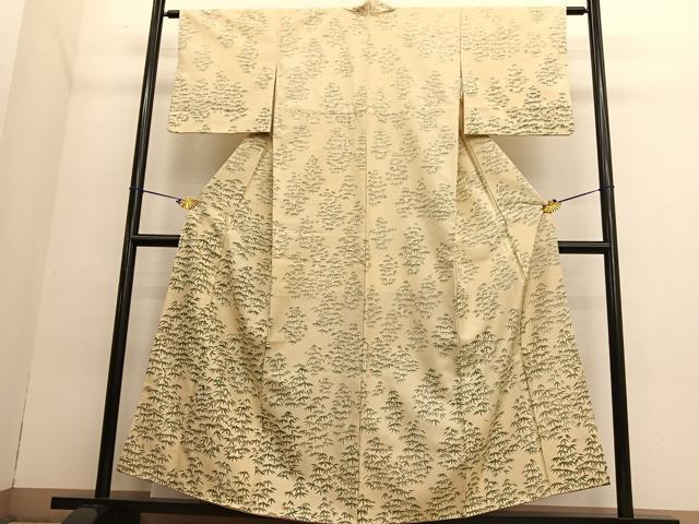 平和屋着物●訪問着 本場染大島紬 作家物 刺繍 笹竹文 正絹 逸品 BAAT6711hv