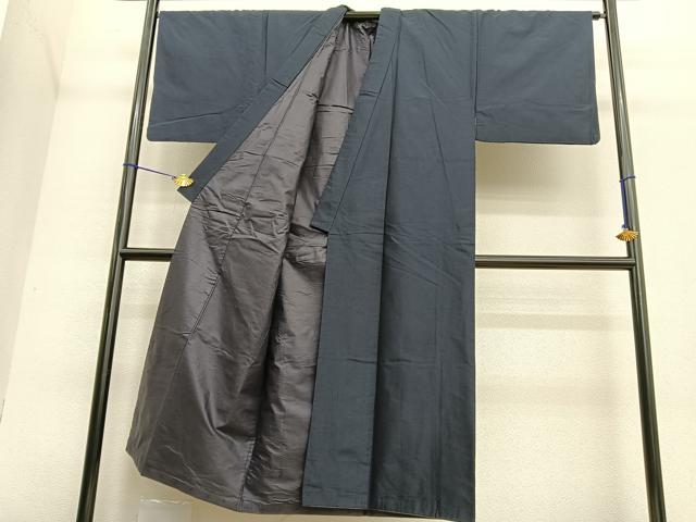 平和屋着物●男性 紬 アンサンブル 色無地 褐返色 正絹 逸品 BAAT6753hv