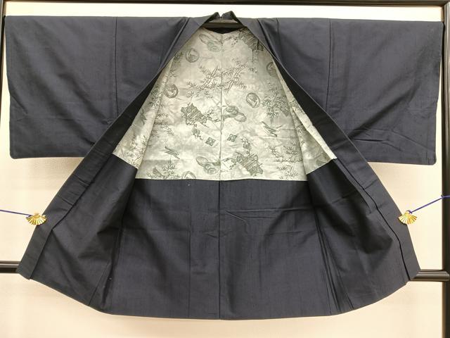 平和屋着物●男性 紬 アンサンブル 色無地 褐返色 正絹 逸品 BAAT6753hv