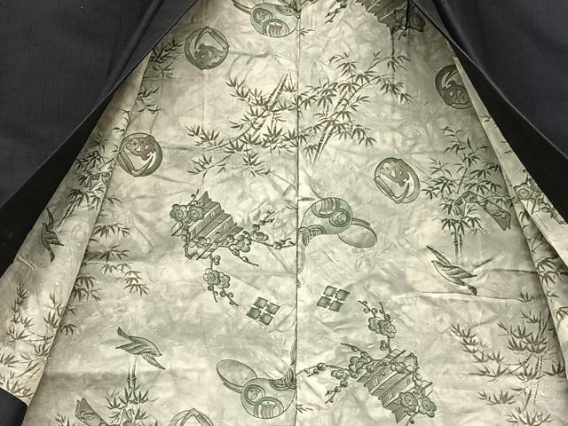 平和屋着物●男性 紬 アンサンブル 色無地 褐返色 正絹 逸品 BAAT6753hv