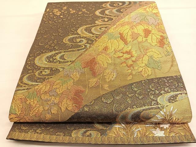 平和屋着物●六通柄袋帯 作家・天野達夫 唐織 窯変天目 金銀糸 正絹 逸品 BAAT6779hv