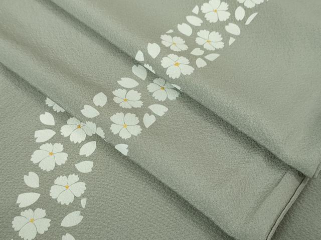平和屋本店▽極上 小紋 単衣 花間道 桔梗鼠色地 金彩 逸品 DZAA6176kh5