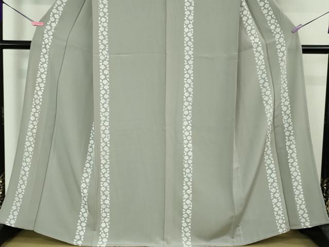 平和屋本店▽極上 小紋 単衣 花間道 桔梗鼠色地 金彩 逸品 DZAA6176kh5