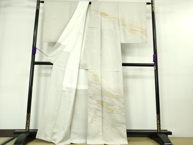 平和屋本店●極上 皇室献上作家 北出与三郎 訪問着 波しぶき 灰白色地 金彩 逸品 DZAA6177kh6