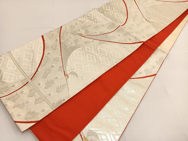 平和屋着物◎六通柄袋帯 唐織 孔雀文 金銀糸 正絹 逸品 BAAT3501ui