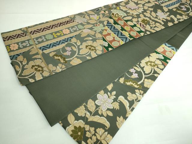 平和屋本店●極上 西陣 白綾苑大庭 六通柄袋帯 切り嵌め花文 金糸 逸品 DZAA6305kh5