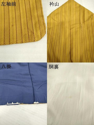 平和屋着物●山下八百子 本場黄八丈 市松綾織 正絹 逸品 AAAV8883ma